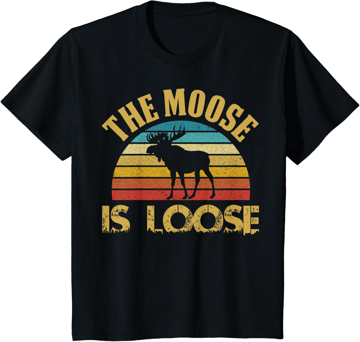 Retro Vintage Moose is Loose Funny Moose Lover Gift T-Shirt Small - Black