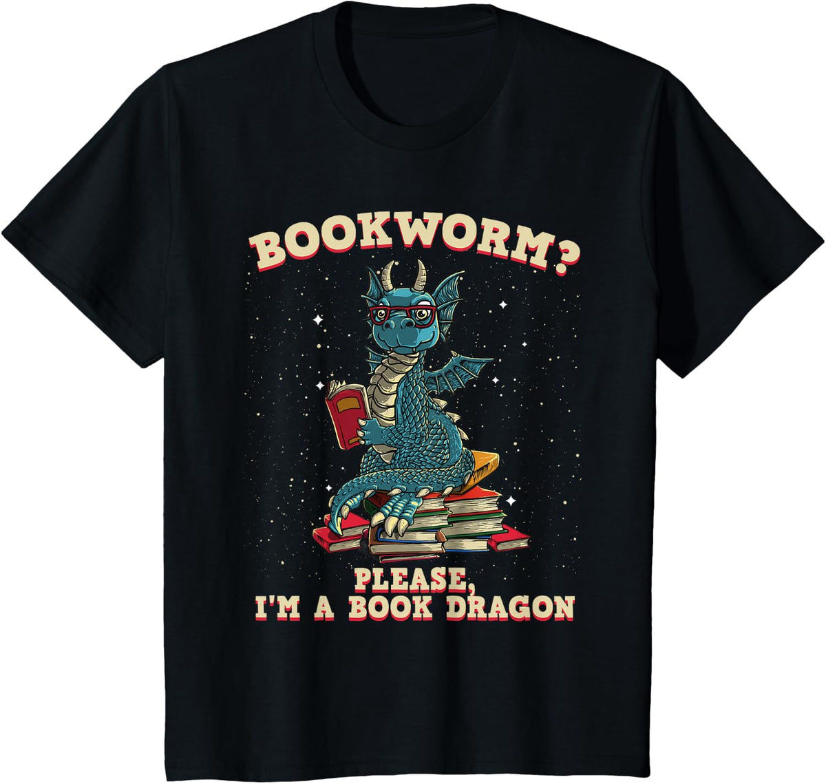 Funny Bookworm Gift for Men Women Book Dragon Reader Library T-Shirt - Black