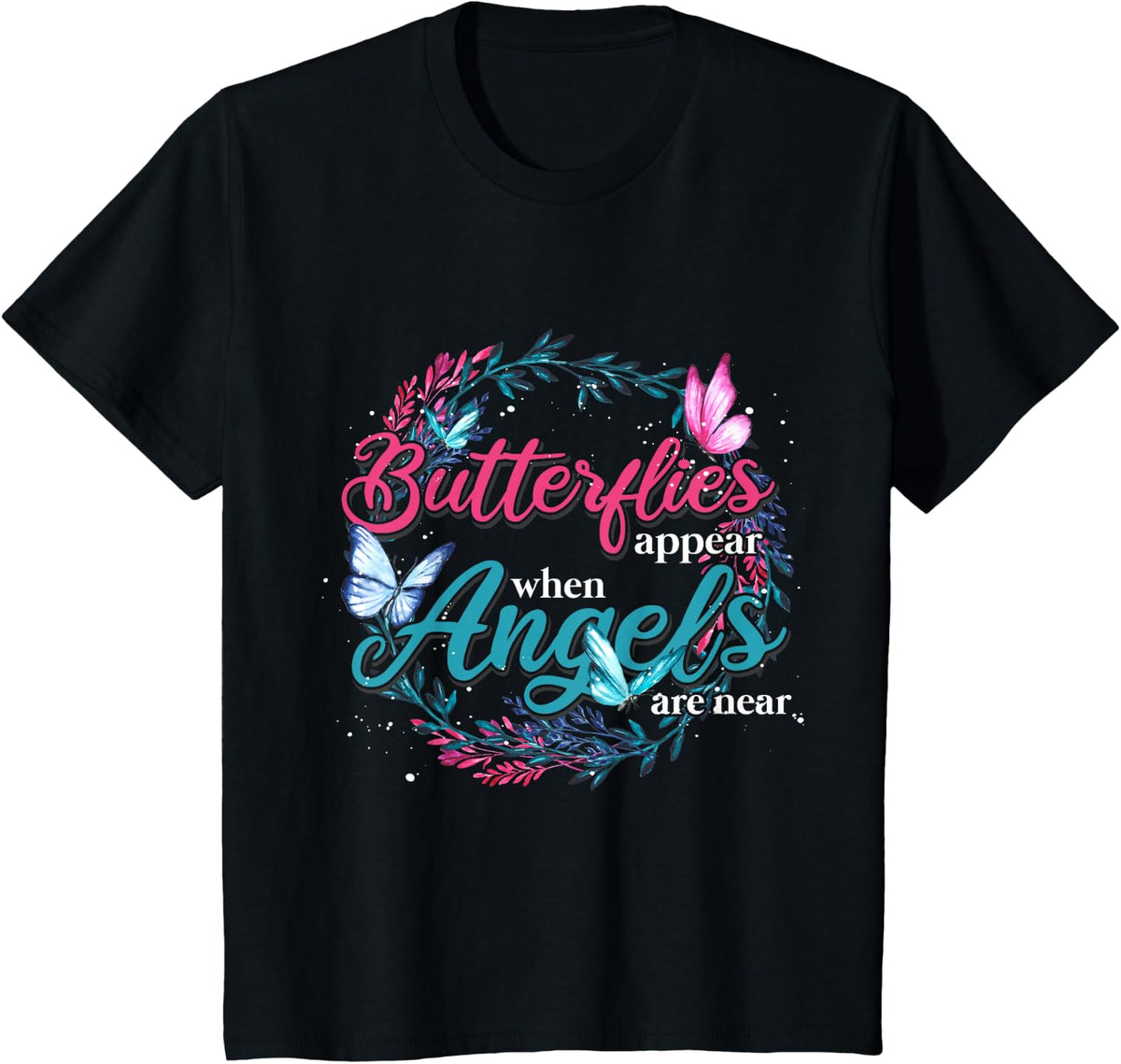 Angel Butterflies Gift Idea Butterfly T-Shirt - Black