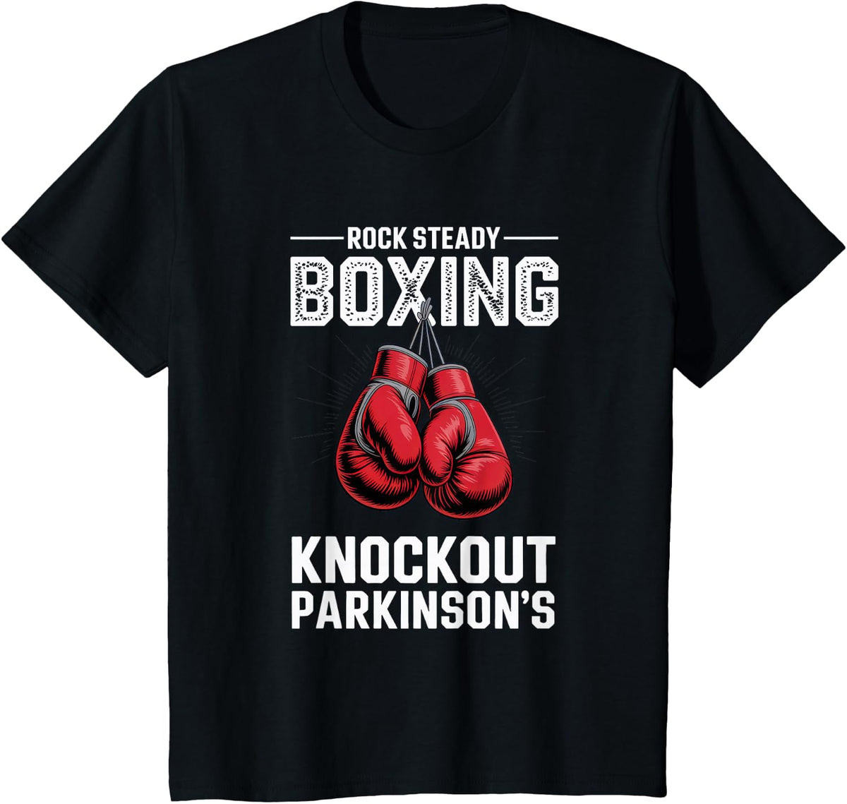 Rock Steady Boxing Knockout Parkinsons Awareness Design T-Shirt - Black