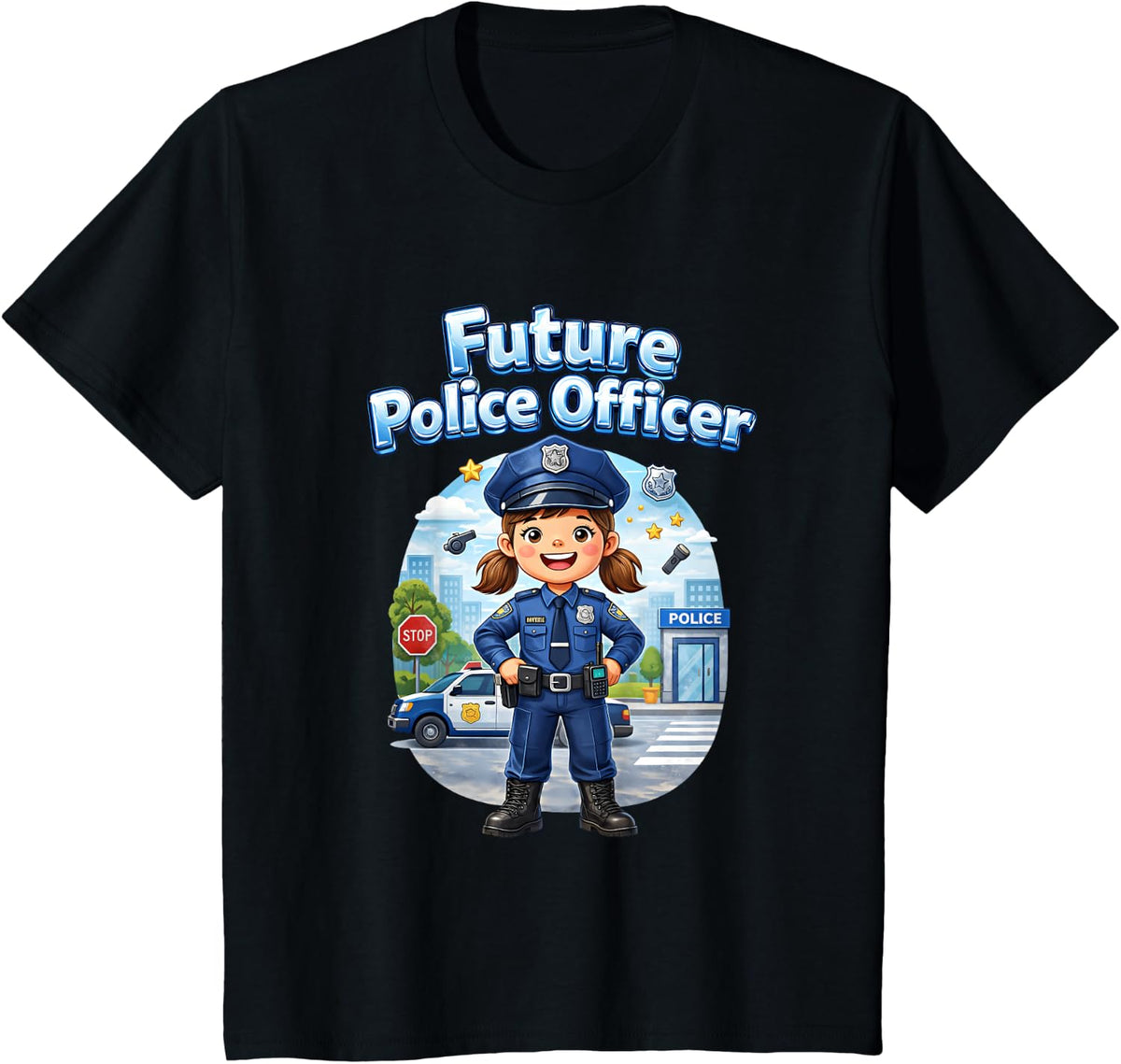Police Car T-Shirt - Black