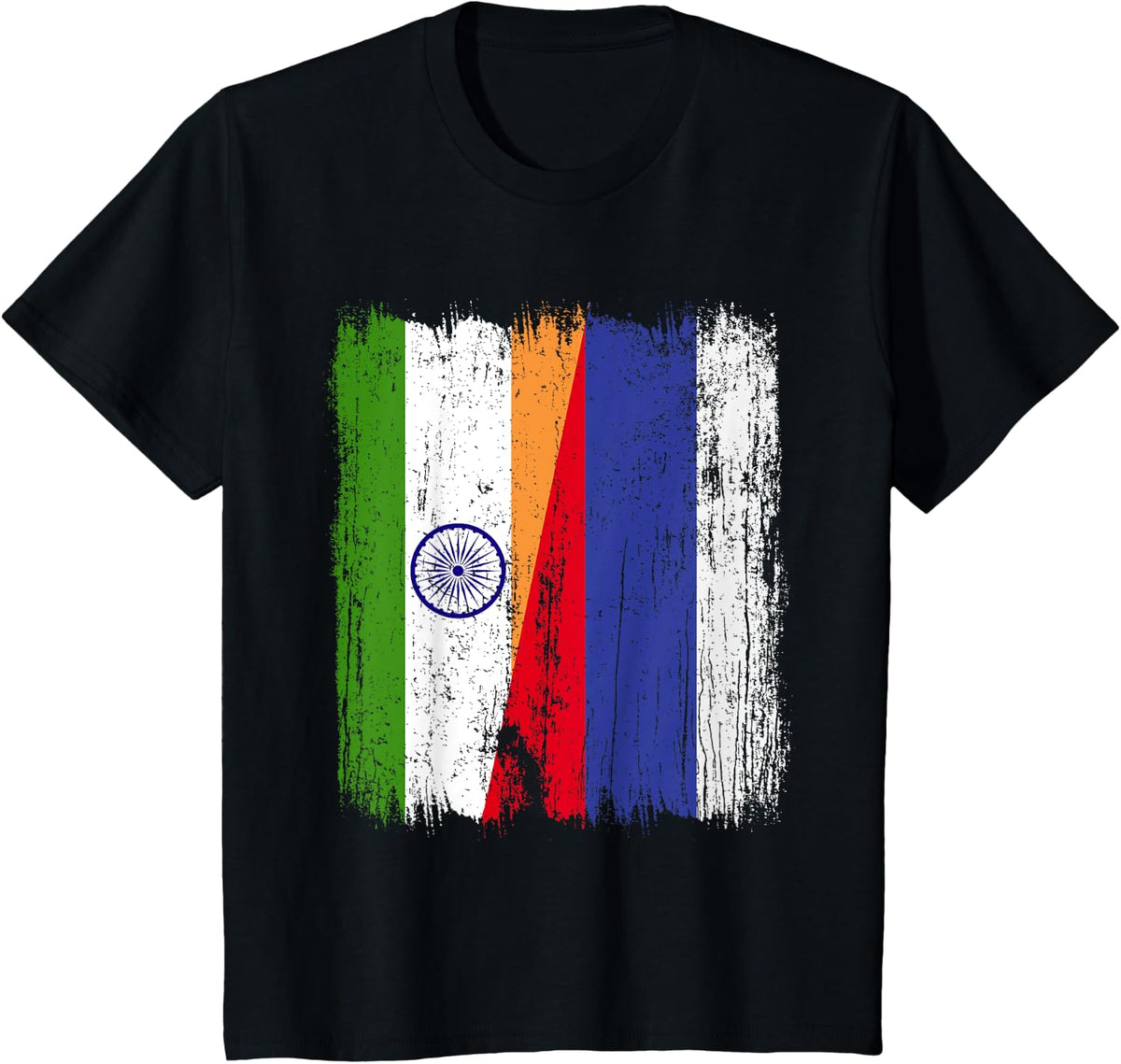 India Russia Half Flag Indian Russian Jersey T-Shirt - Black
