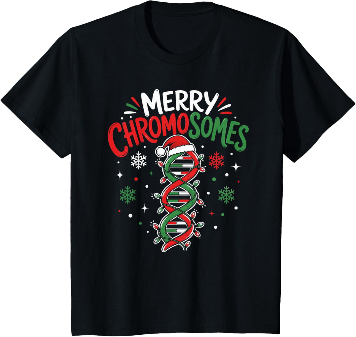 Christmas Biology Merry Chromosomes DNA T-Shirt - Black