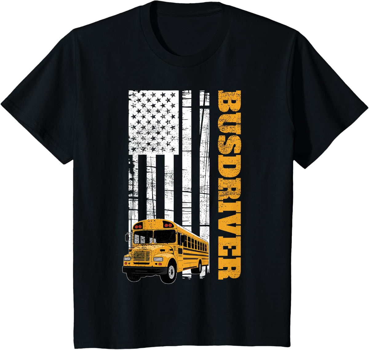 School Bus Driver American Bus T-Shirt - Black