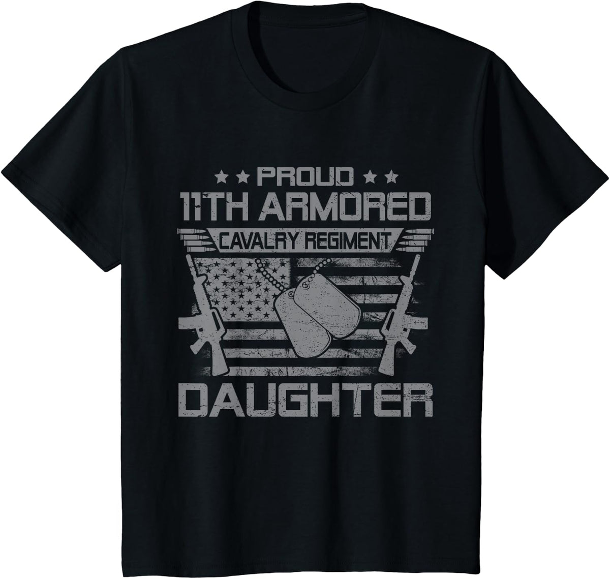 Proud 11th Armored Cavalry Regiment Daughter US Veteran T-Shirt - Black