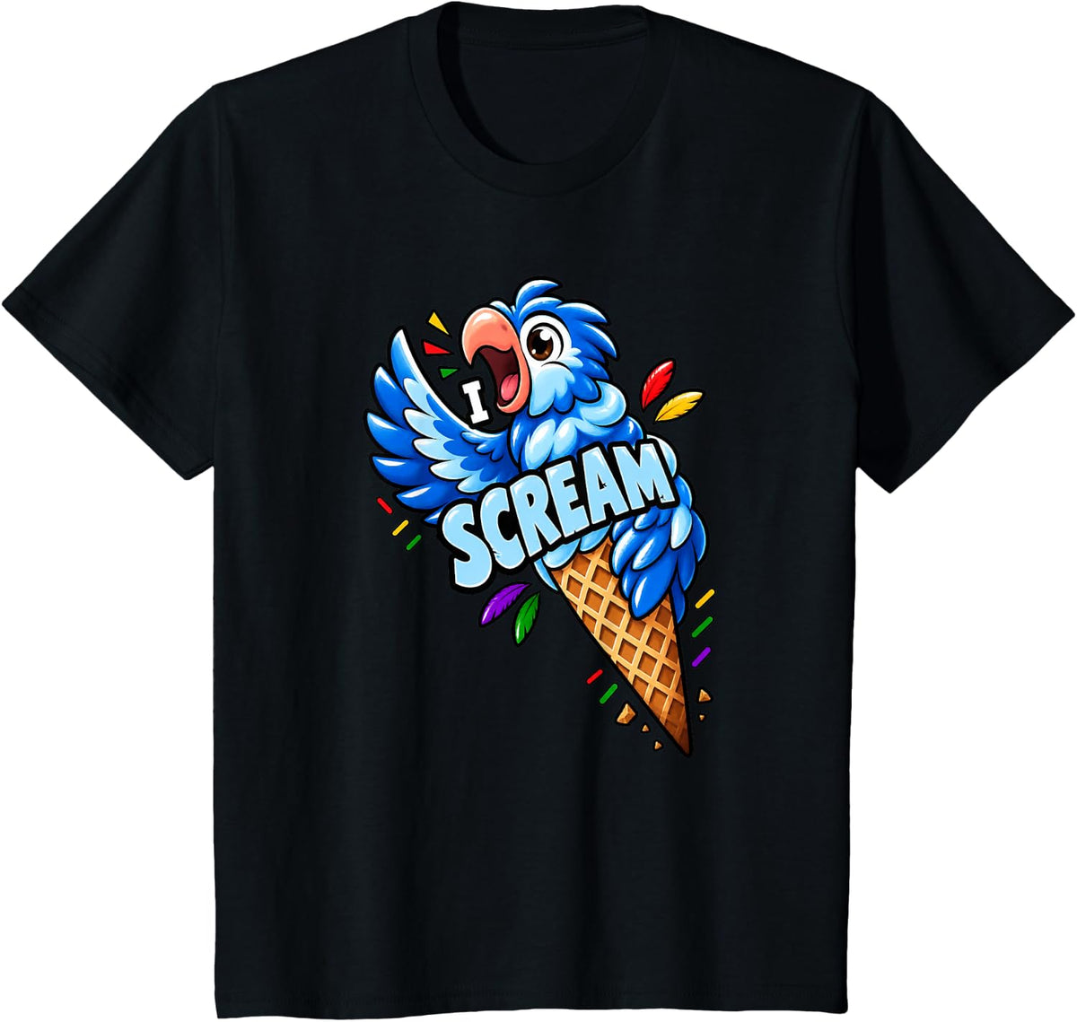 I Scream Ice Cream Blue Quaker Shirt Funny Blue Quaker T-Shirt - Black