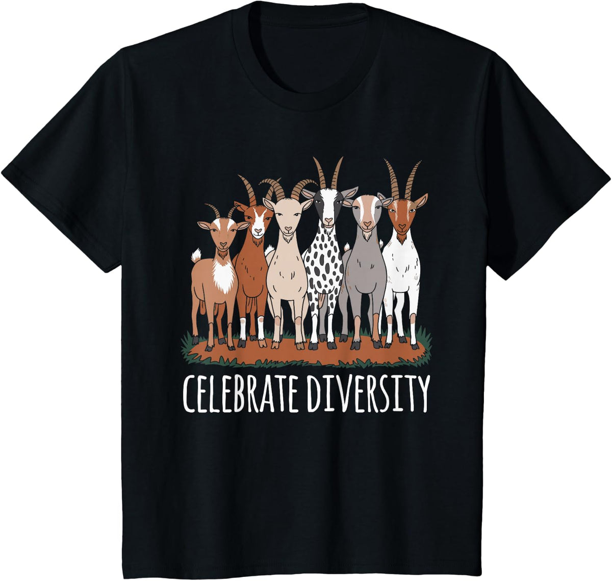 Goats Celebrate Diversity Goat Lover Farmer T-Shirt - Black