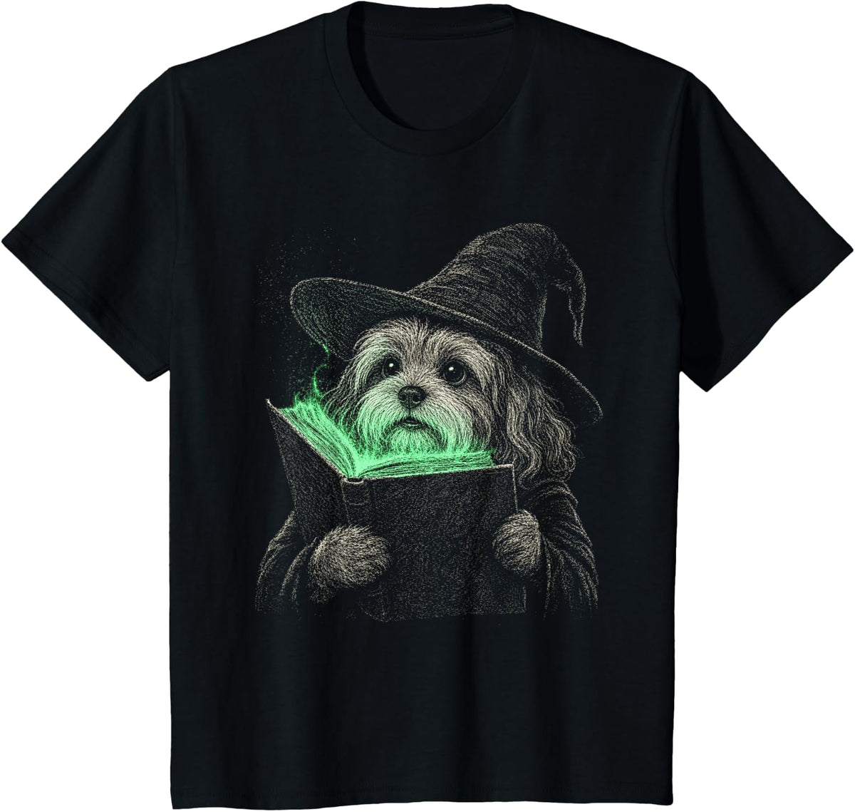 Havanese Halloween Dog Lover Spooky Witch Scary Havanese T-Shirt - Black