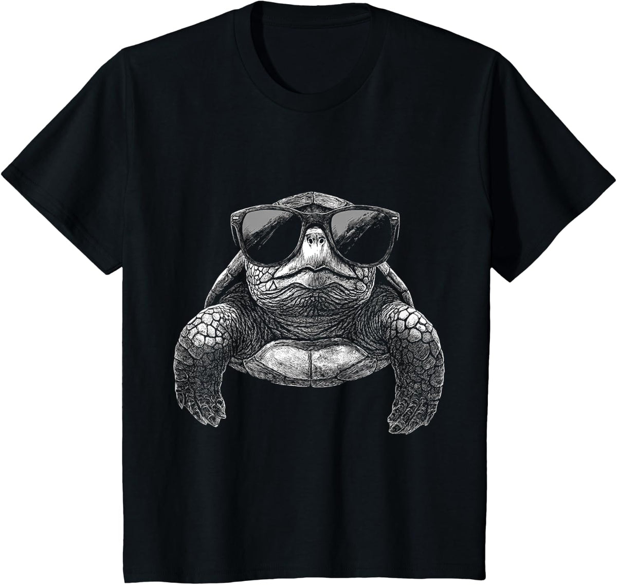 Turtle Animal Motif Sunglasses Art Turtle T-Shirt - Black