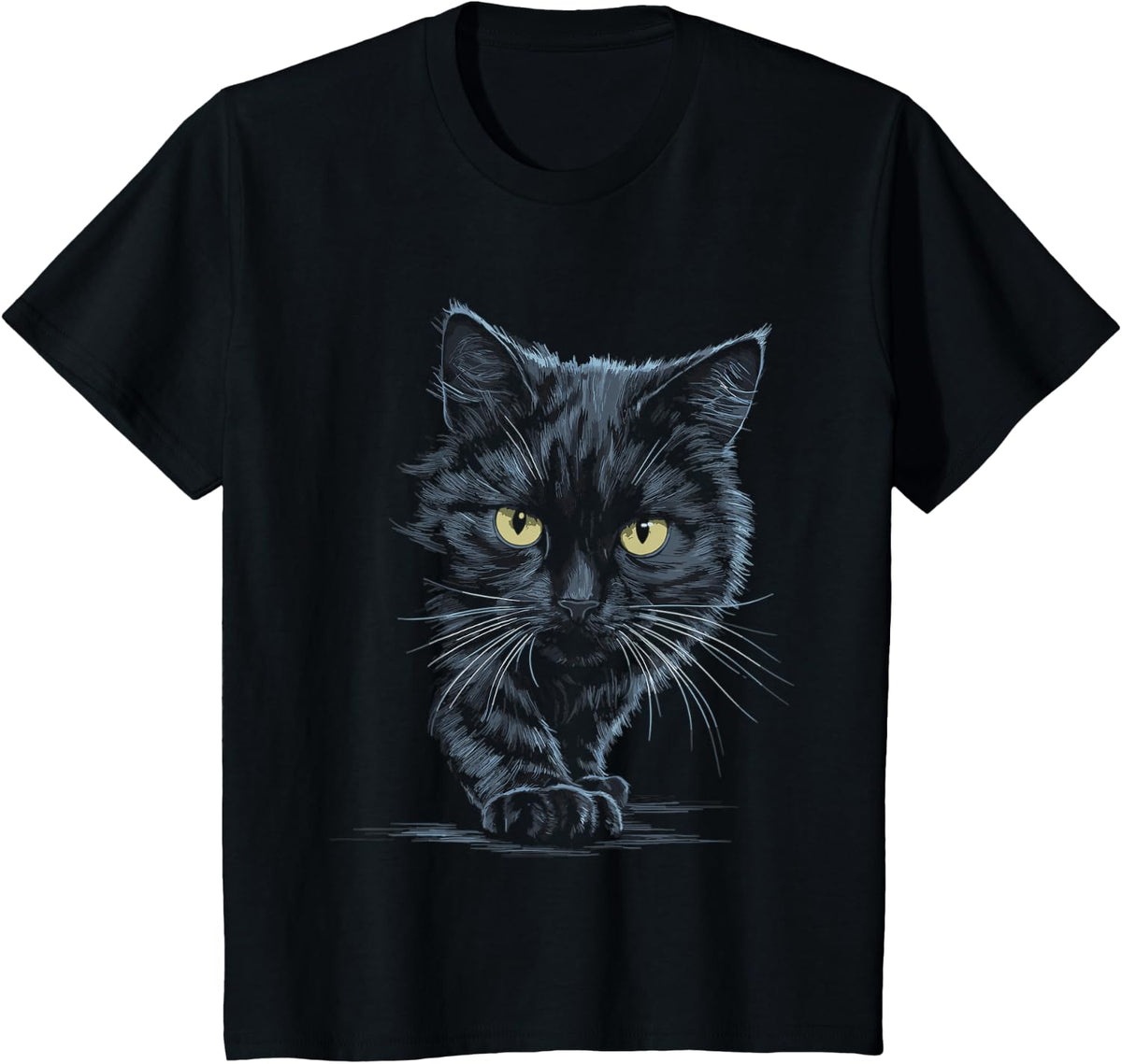 Black Cat Yellow Eyes Cute Cats T-Shirt - Black
