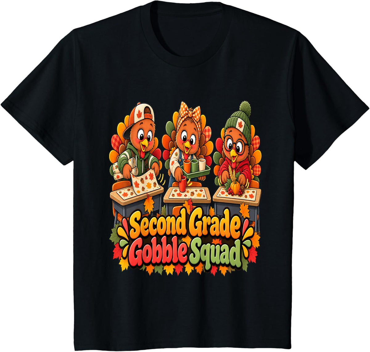 Fall Classroom School Second Grade Thanksgiving 2nd Grade T-Shirt - Black