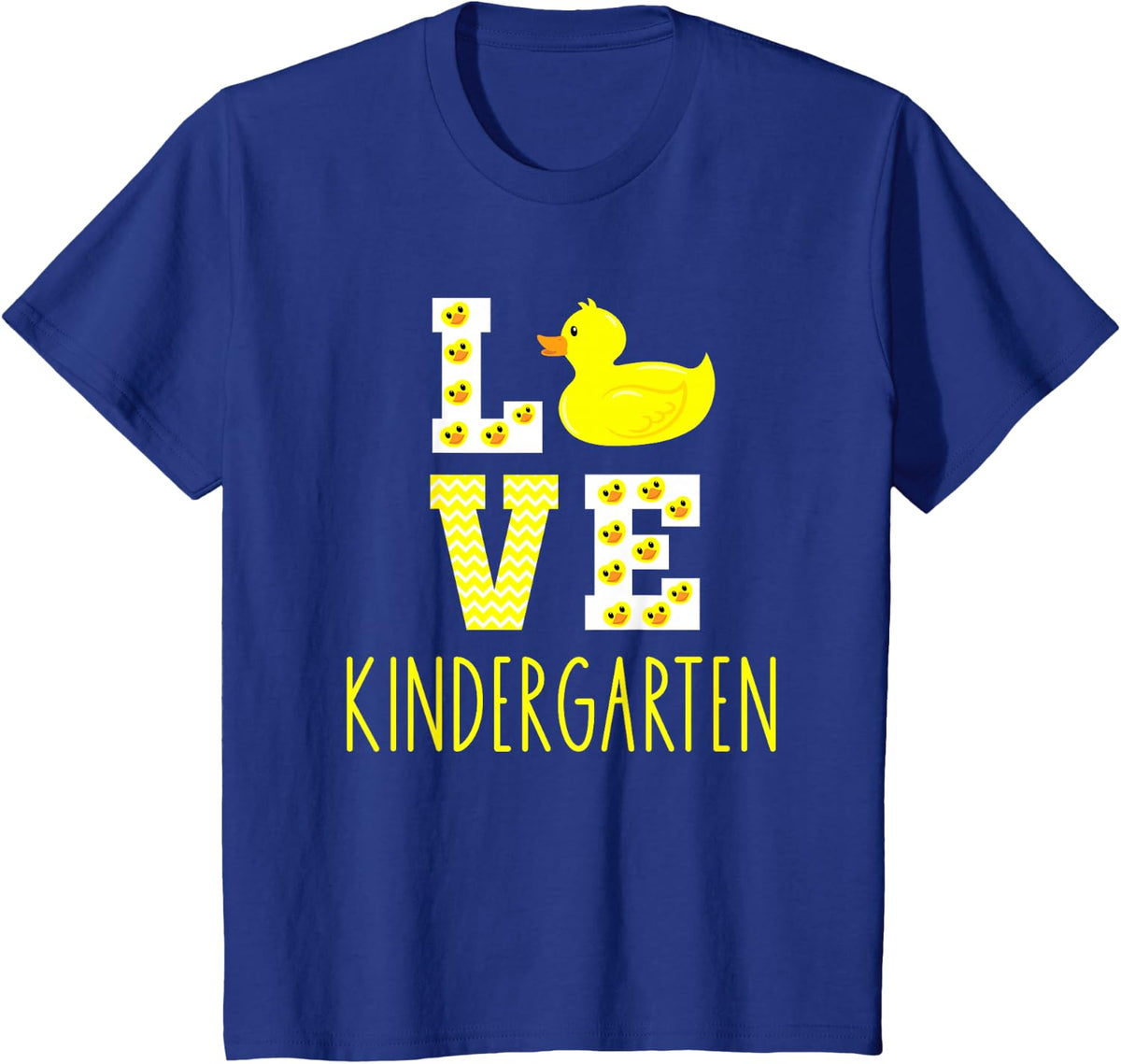 Love Kindergarten Back To School Yellow Duck Kinder Teacher T-Shirt - Royal Blue