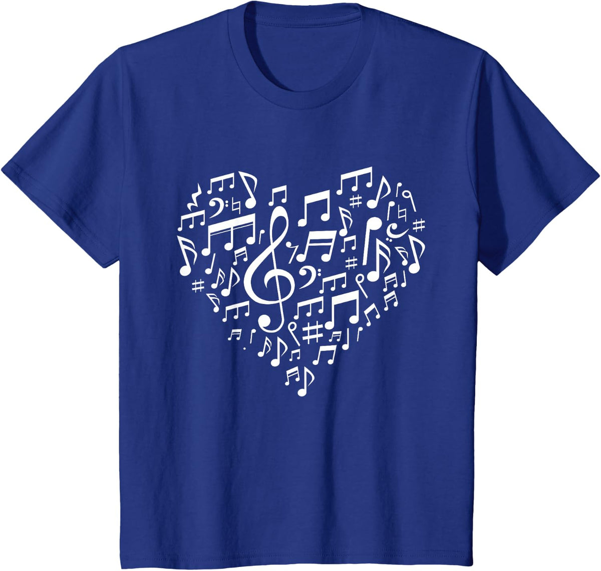 Heart Shape Musical Notes Music Lovers Gift Valentines Day T-Shirt - Royal Blue