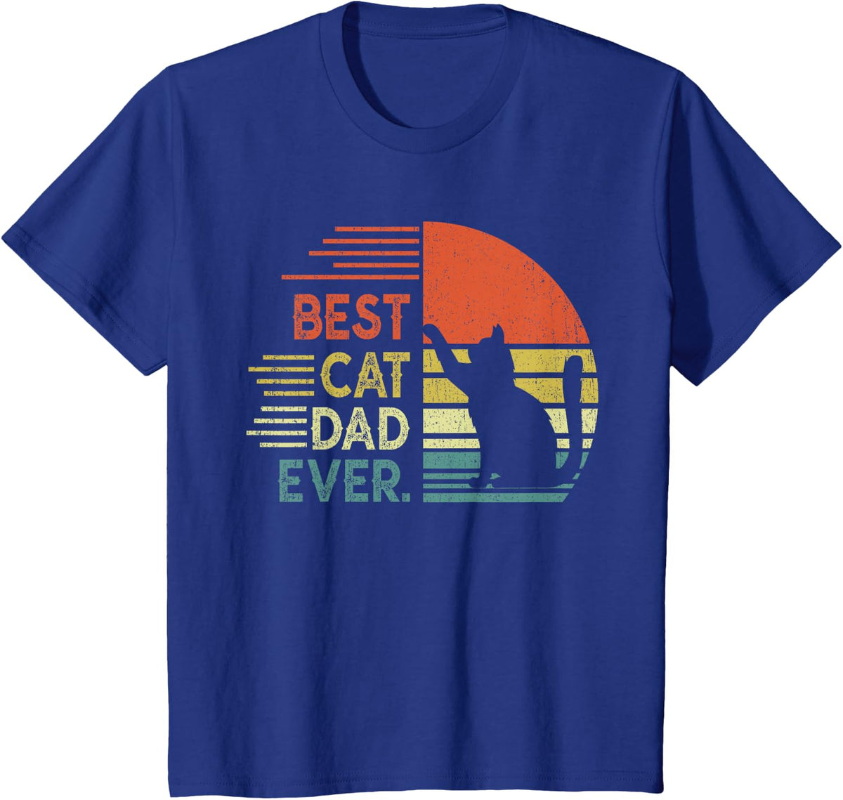 Funny Cat Dad Shirt for Men Vintage Cat Daddy Tees Best Cat Dad Ever T-Shirts - Royal Blue