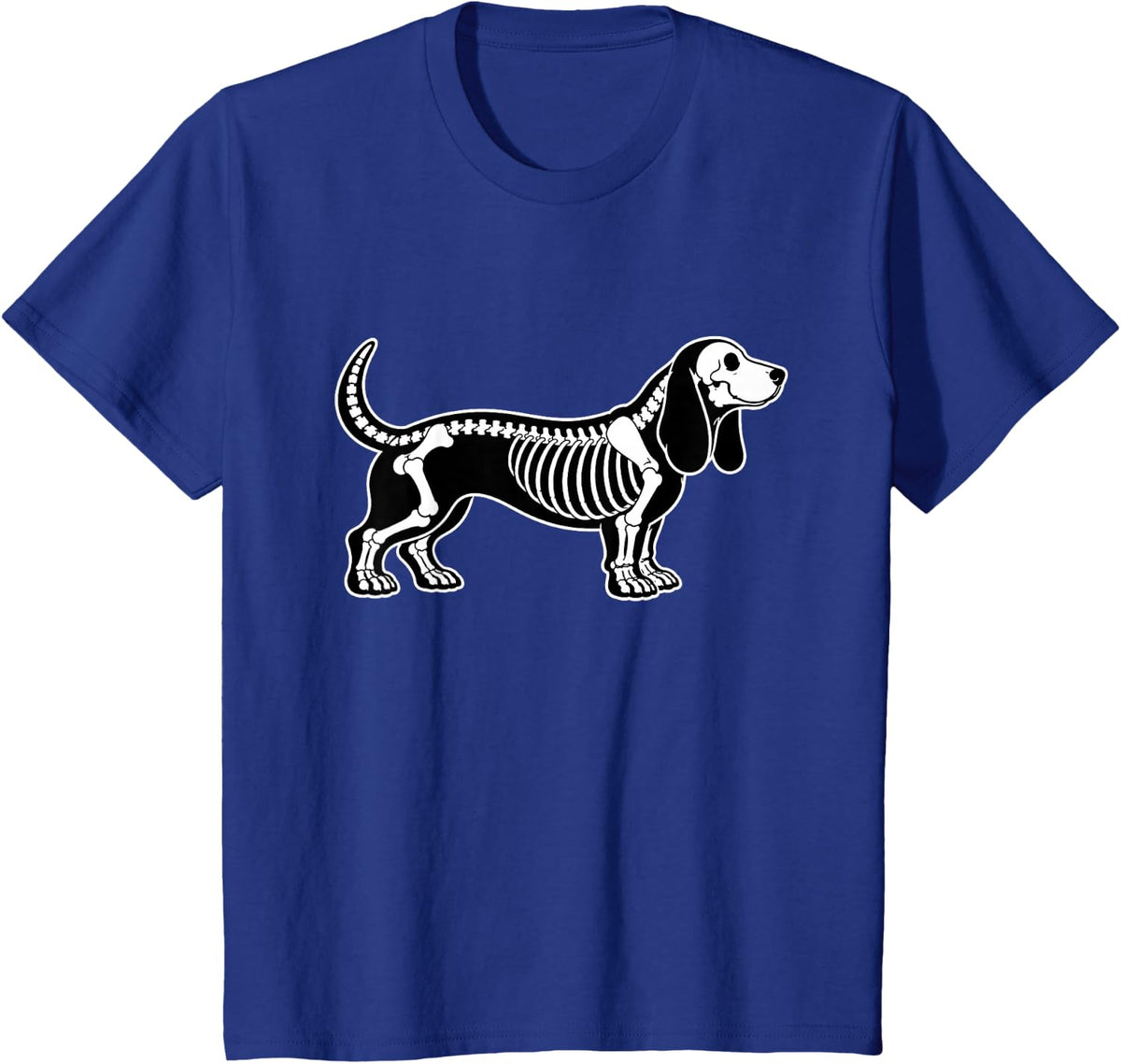 Basset Hound Skeleton Halloween Costume Dog Lover T-Shirt - Royal Blue