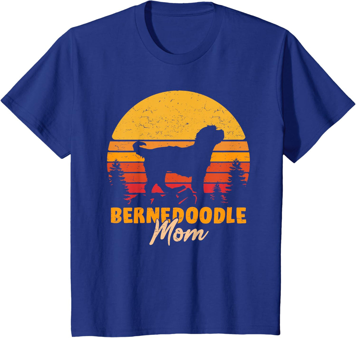 Bernedoodle Mom Mama Vintage Retro Dog Women T-Shirt - Royal Blue