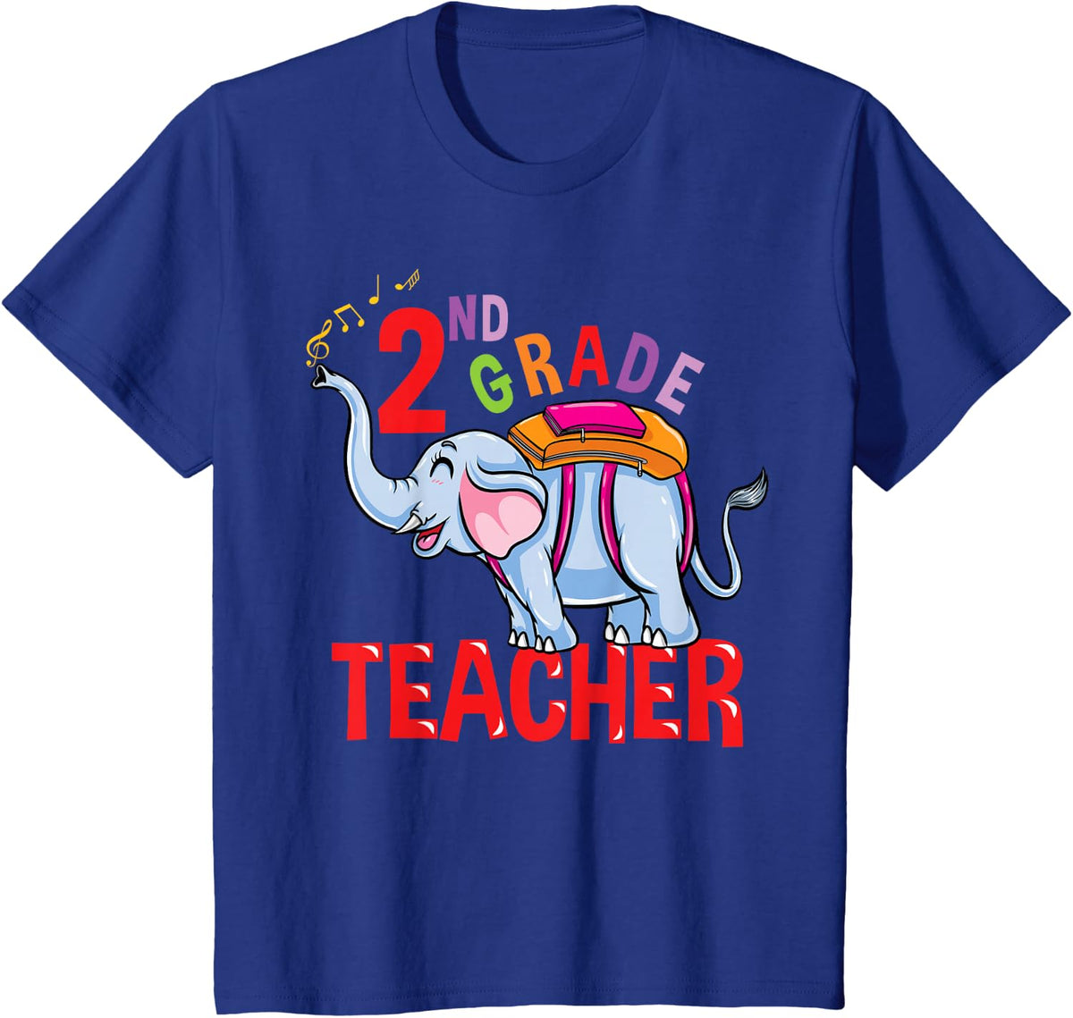 Back To School Elephant 2nd Grade Teacher T-Shirt - Royal Blue
