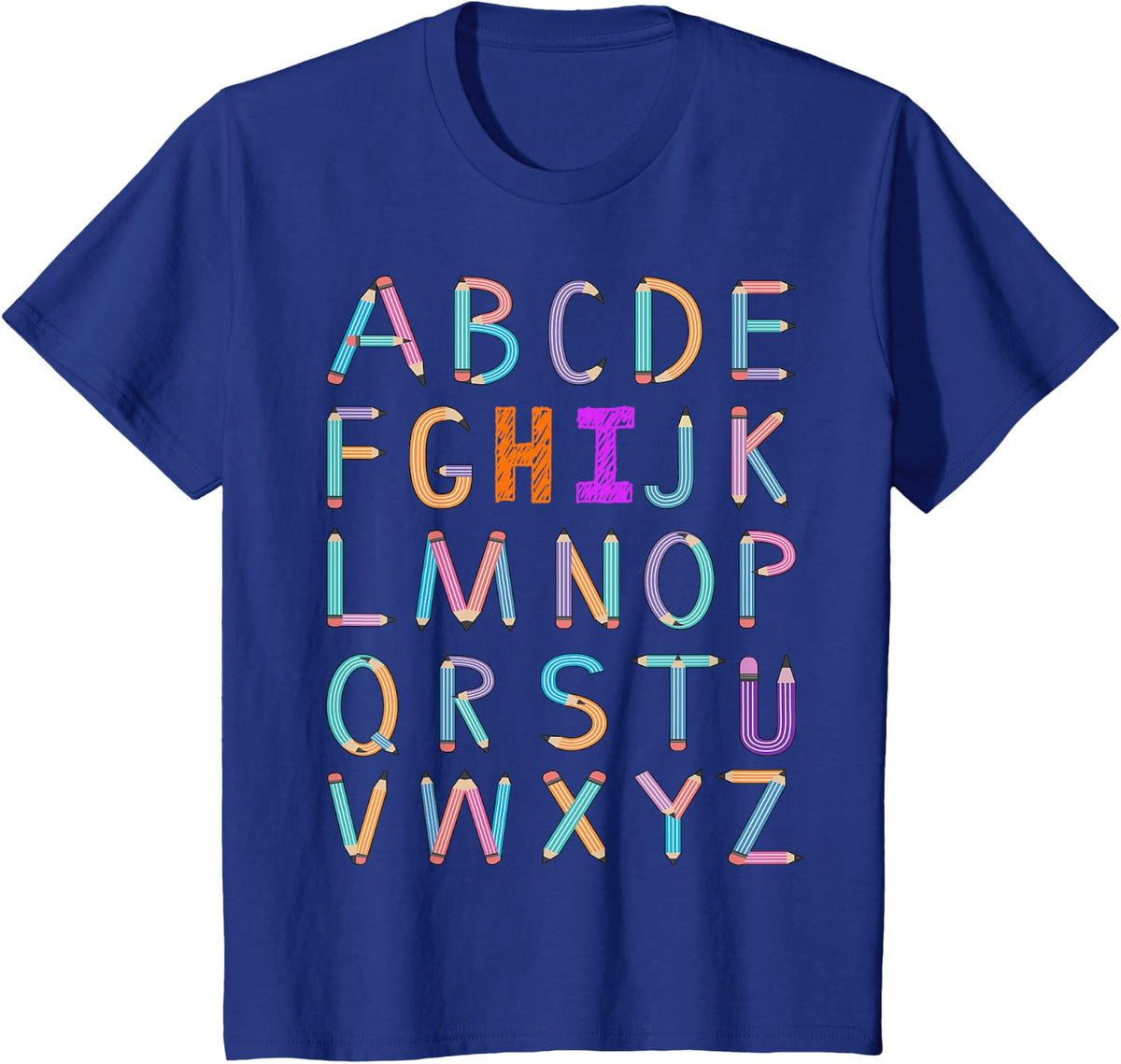 Back to School Shirt for Teachers Women Kids Kindergarten Alphabet ABC Tees T Shirts - Royal Blue