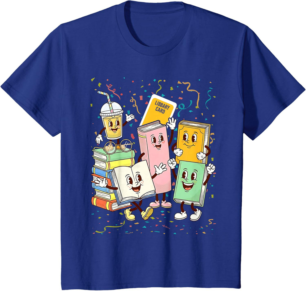 Cute Librarian Doodle Back to School Book Lover Library T-Shirt - Royal Blue
