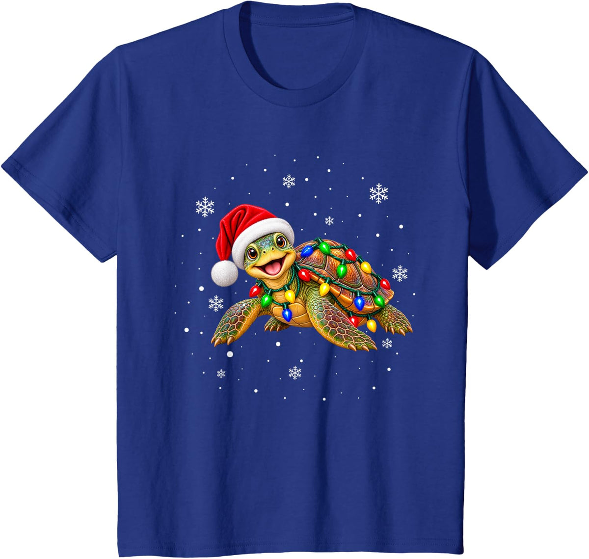 Turtle Christmas Tree Lights Pajama Santa Xmas T-Shirt - Royal Blue