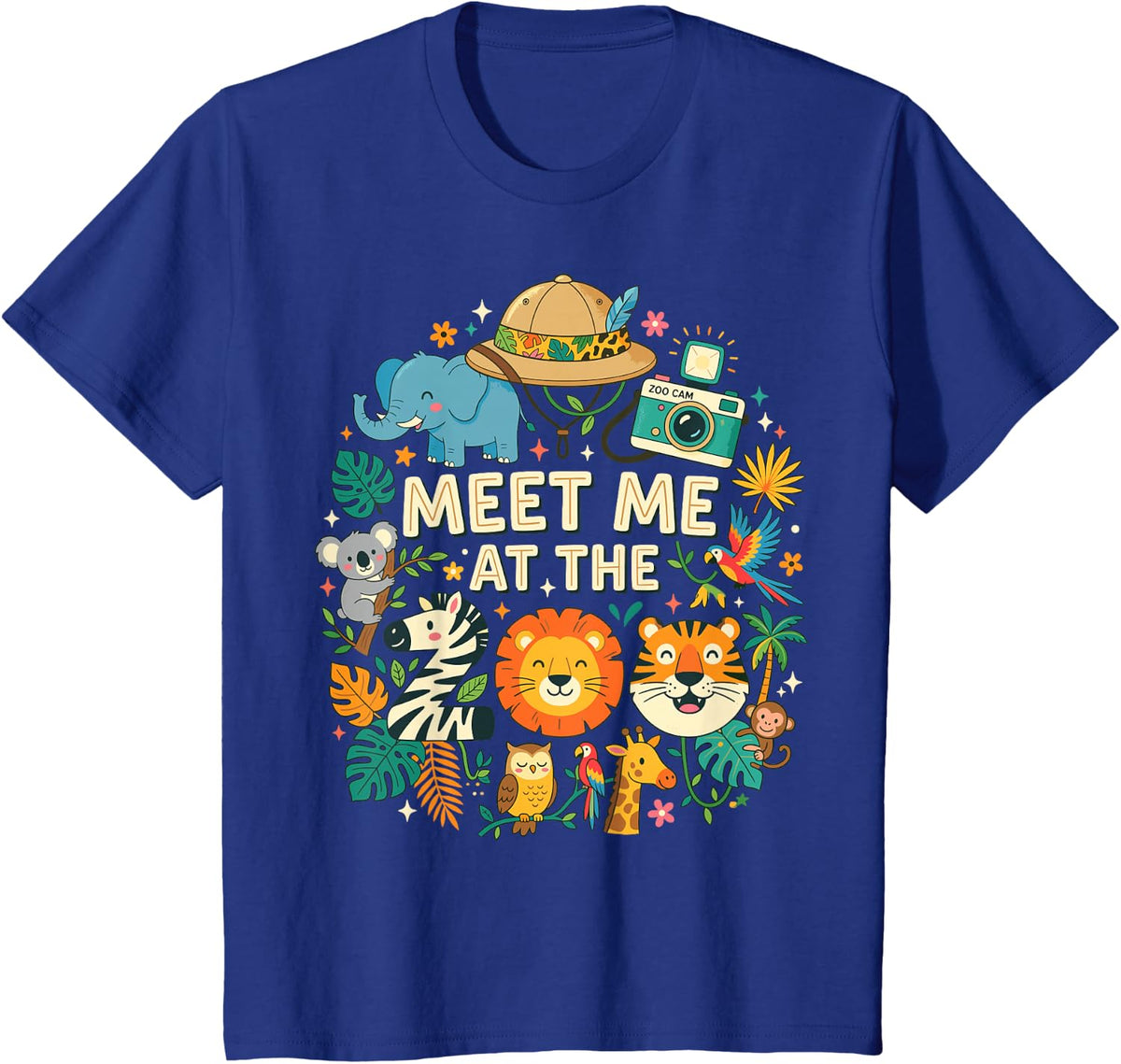 Meet Me At The Zoo Safari Animal Theme T-Shirt - Royal Blue