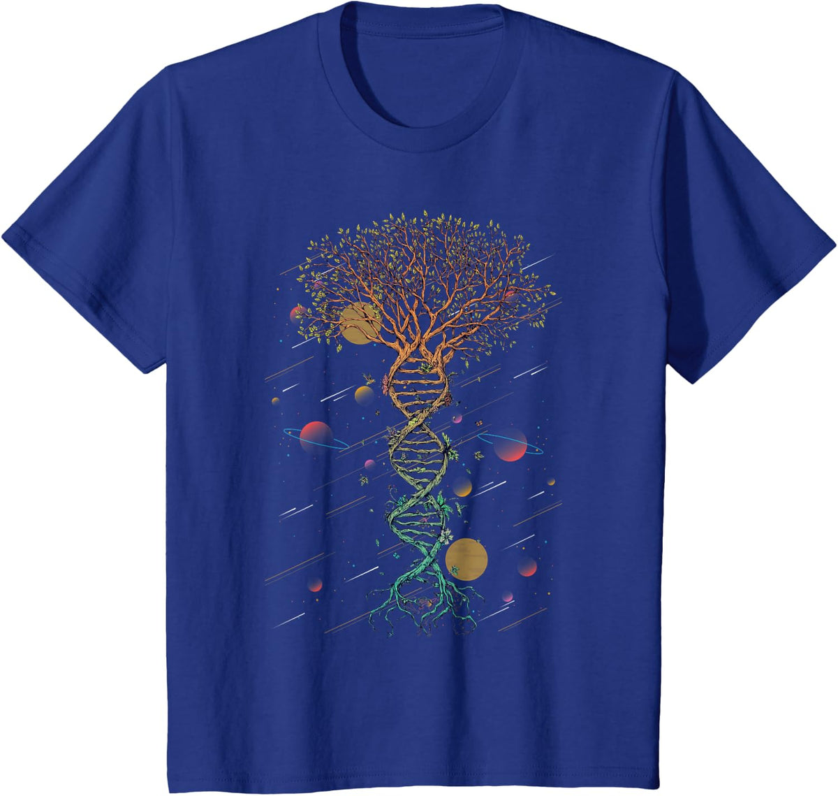 DNA Tree Life Biology Environment Science Genetics Earth Day T-Shirt - Royal Blue