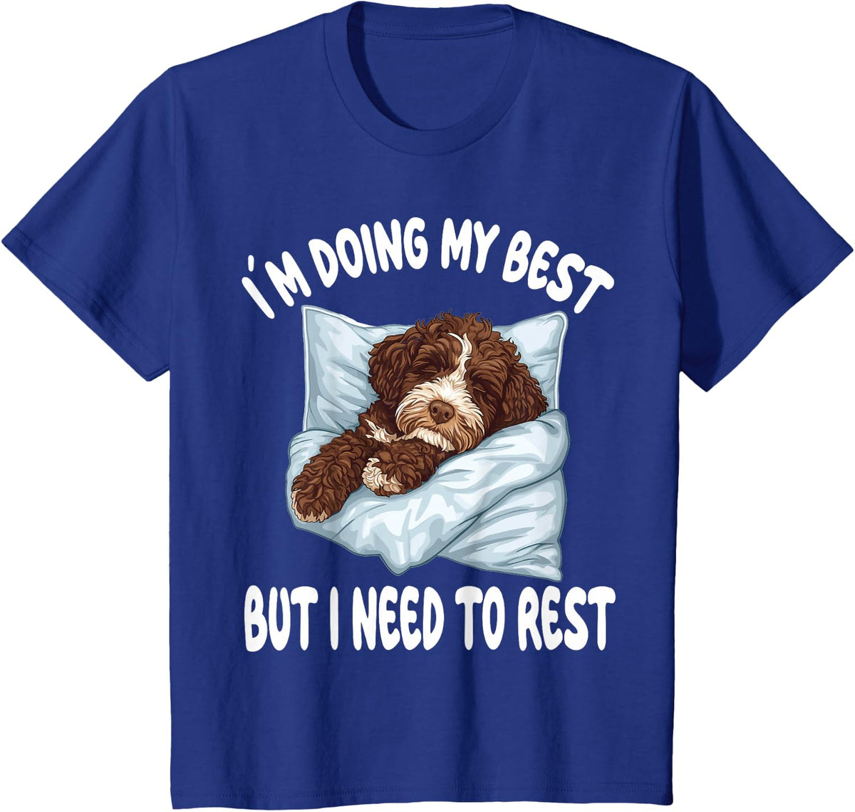 Bernedoodle Dog Pajamas Nightgown Sleeping Napping T-Shirt - Royal Blue