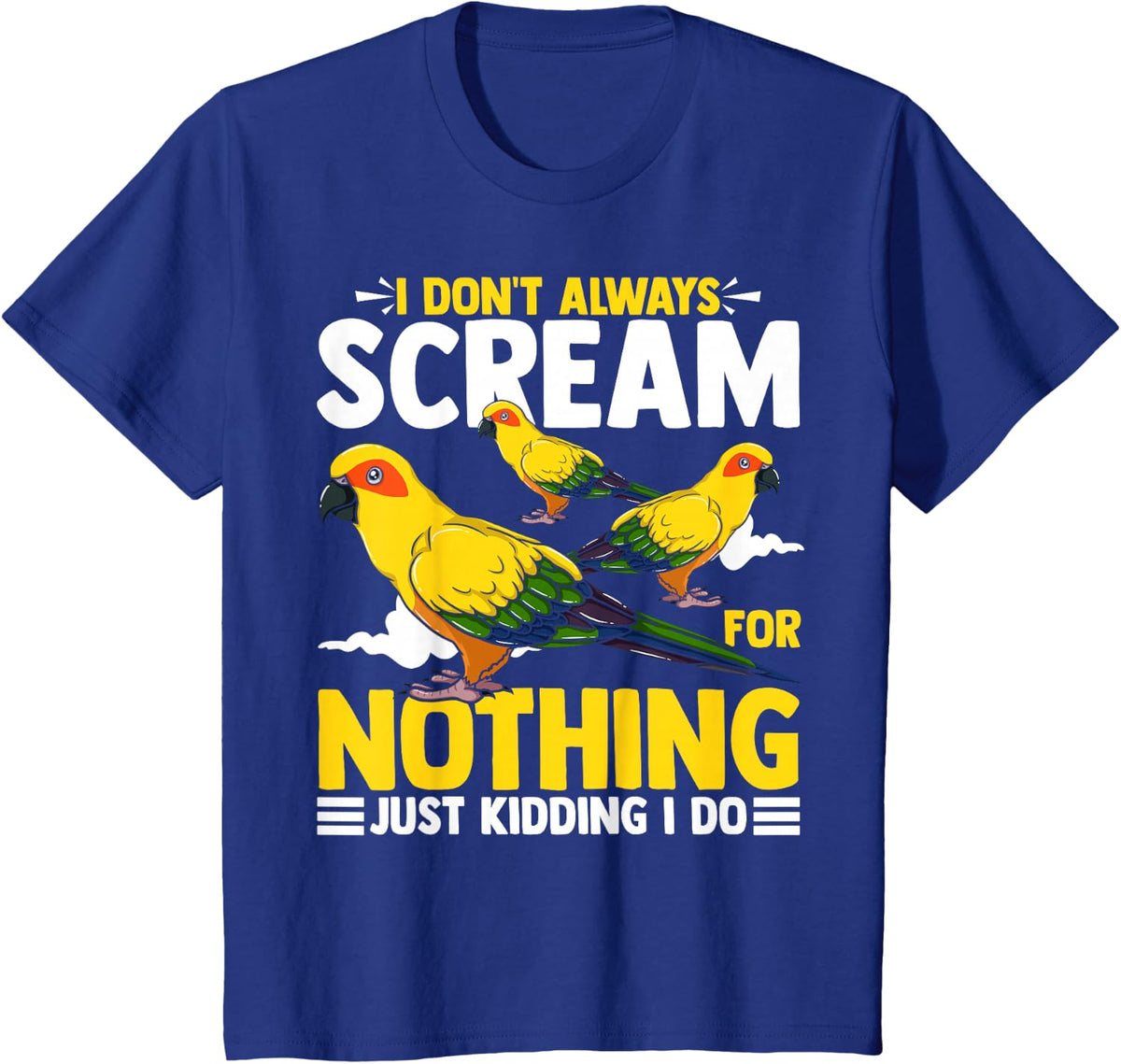 Sun Conure Funny Animals Pet Cute Birds Parrot T-Shirt - Royal Blue