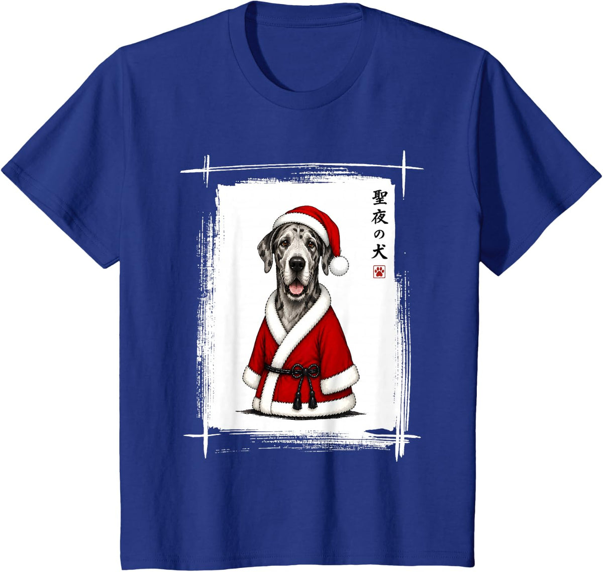 Great Dane Christmas Japanese Art Funny Great Dane T-Shirt - Royal Blue