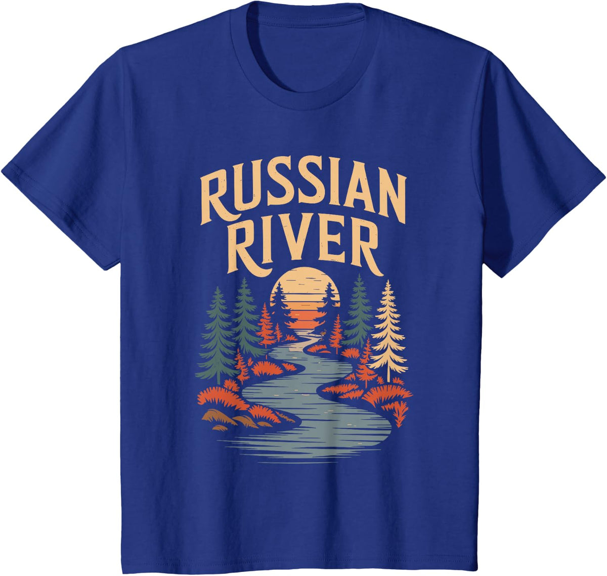 Russian River T-Shirt Retro Minimalist River Russian T-Shirt - Royal Blue