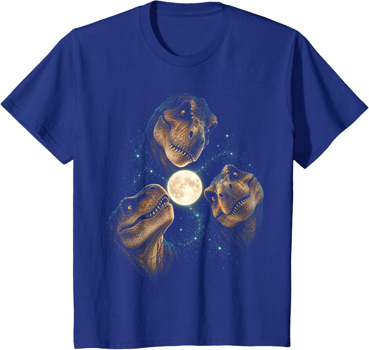 T Rex T-Rex Howling to The Moon Meme Three Howl At Moon 3 T-Shirt - Royal Blue