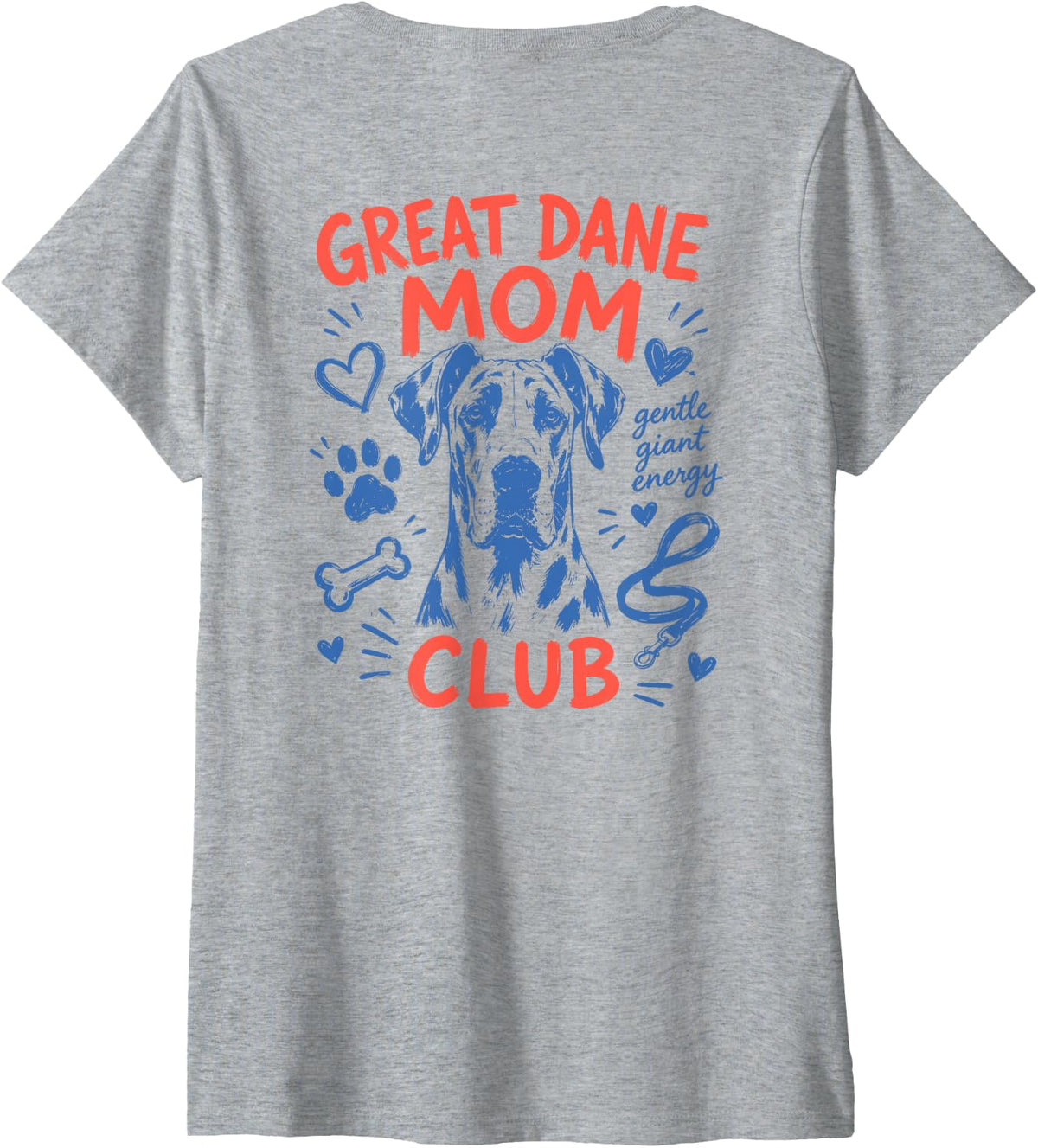 Women's Great Dane Mom Club Gentle Giant Dog Lover V-Neck T-Shirt - Heather Grey