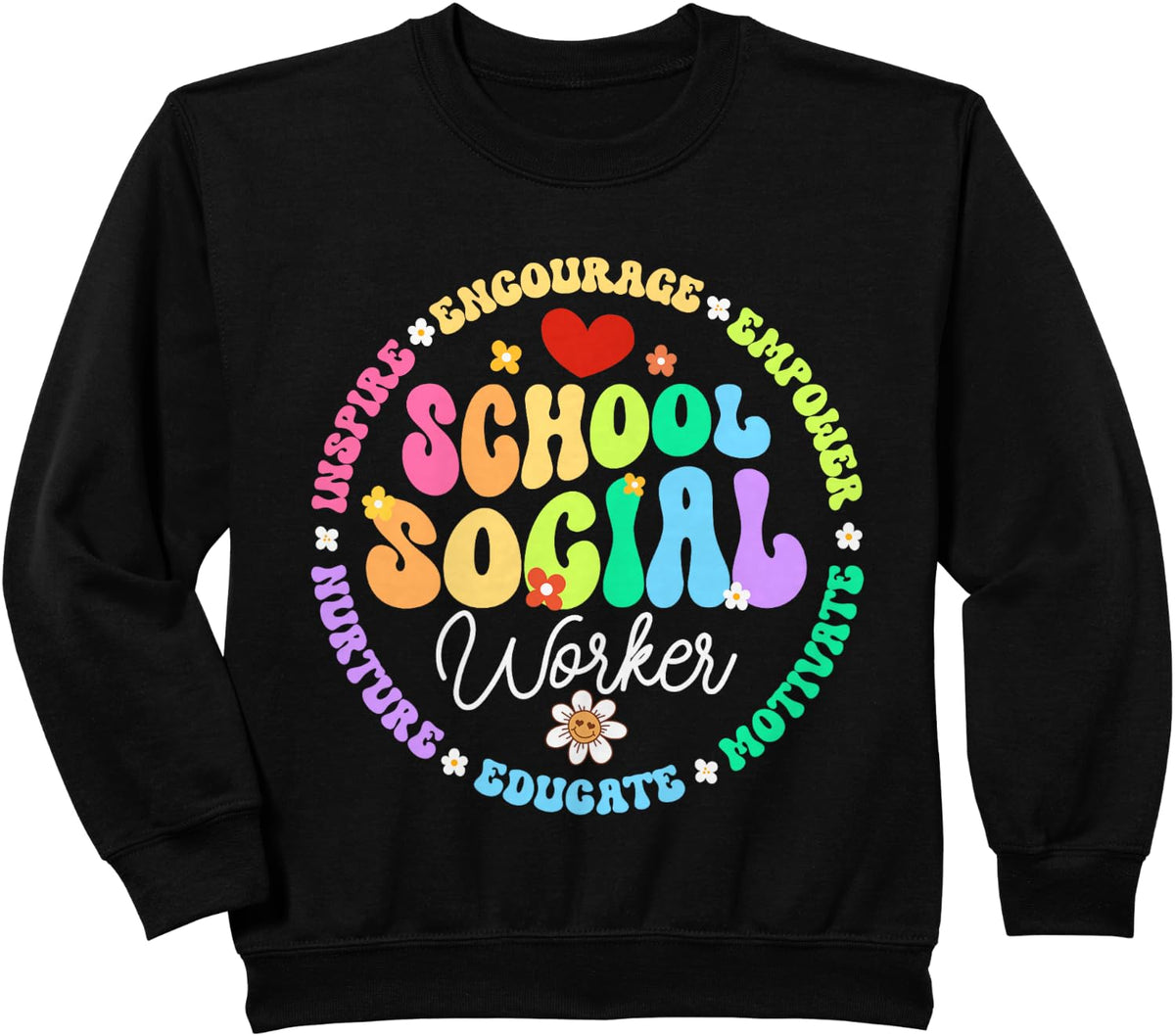 Groovy School Social Worker For Women Licensed Clinical Work Sweatshirt - Black