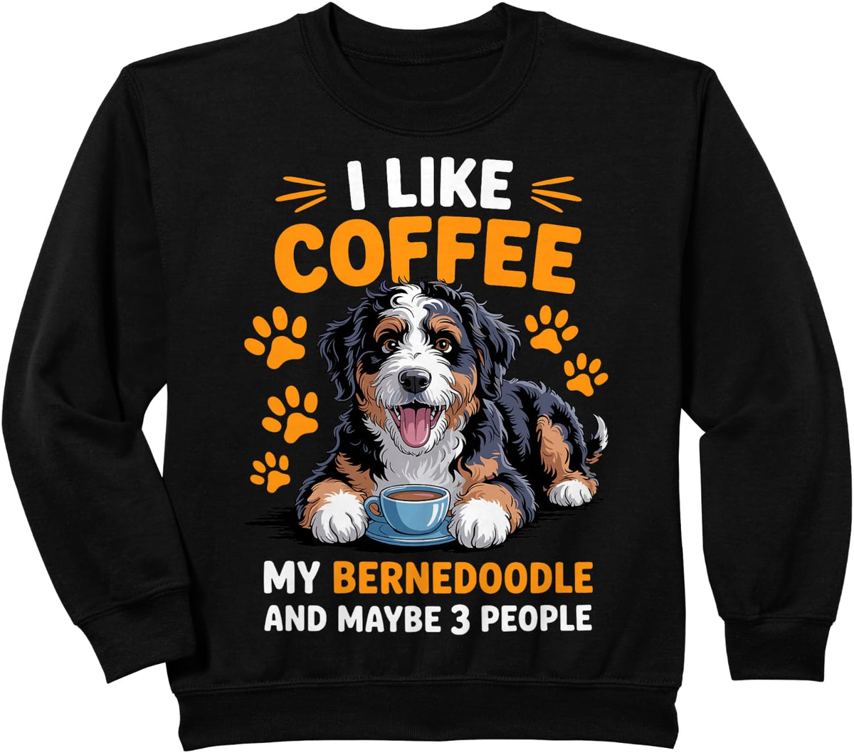 Funny Bernedoodle Art For Men Women Bernedoodle Dog Lover Sweatshirt - Black