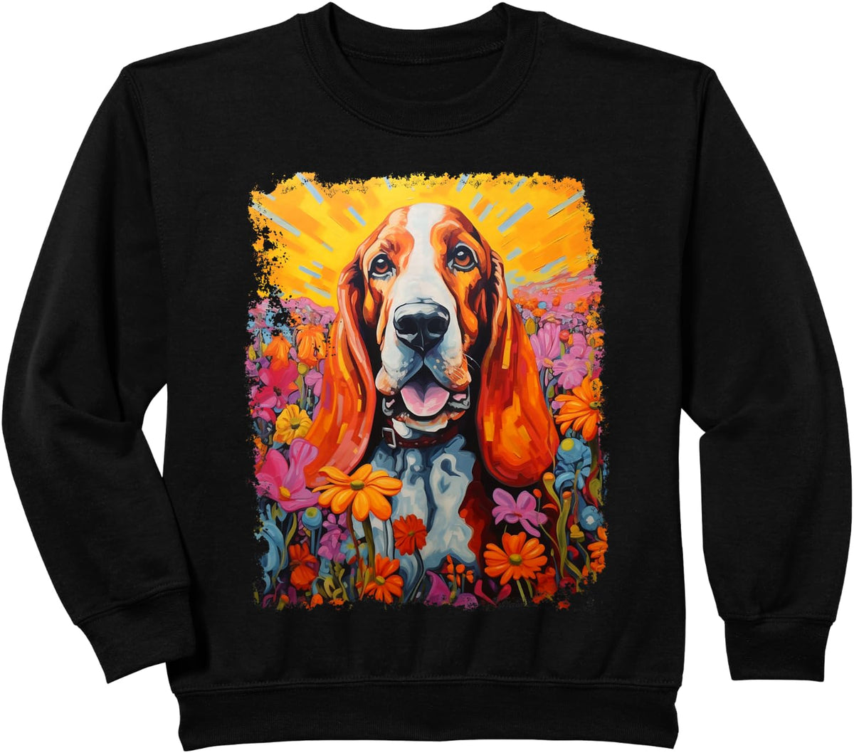 Dog Cute Basset Hound Sweatshirt - Black