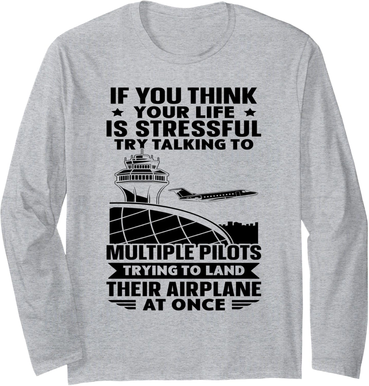 Air Traffic Control Costume Air Traffic Controller Costume Long Sleeve T-Shirt - Adult Unisex Heather Grey