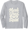 Funny Mardi Gras Mask Mardi Gras Squad New Orleans Parade Long Sleeve T-Shirt - Adult Unisex Heather Grey