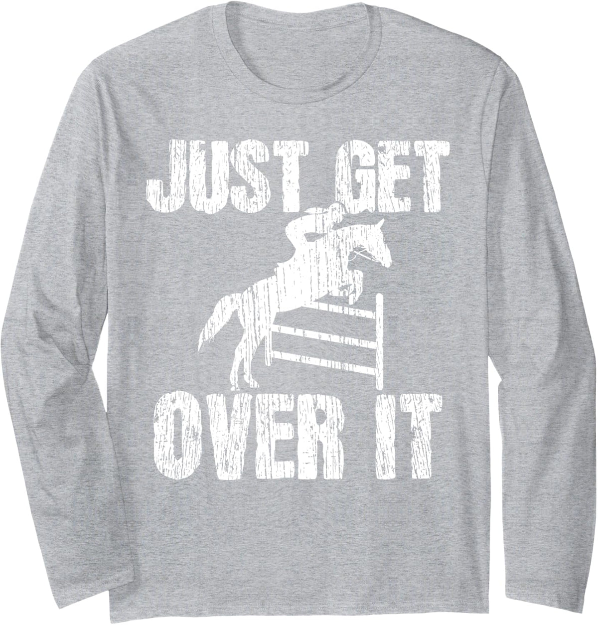 Show Jumping Vintage Equestrian Horse Show Long Sleeve T-Shirt - Adult Unisex Heather Grey