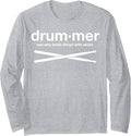 Funny Drummer One Who Beats Things with Sticks Long Sleeve T-Shirt - Adult Unisex Heather Grey