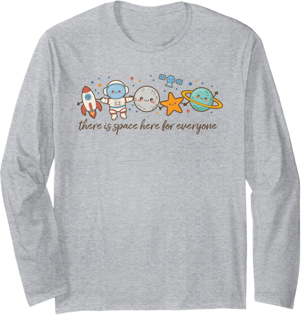 Inclusion Doodle There's Space Here for Everyone School SPED Long Sleeve T-Shirt - Adult Unisex Heather Grey