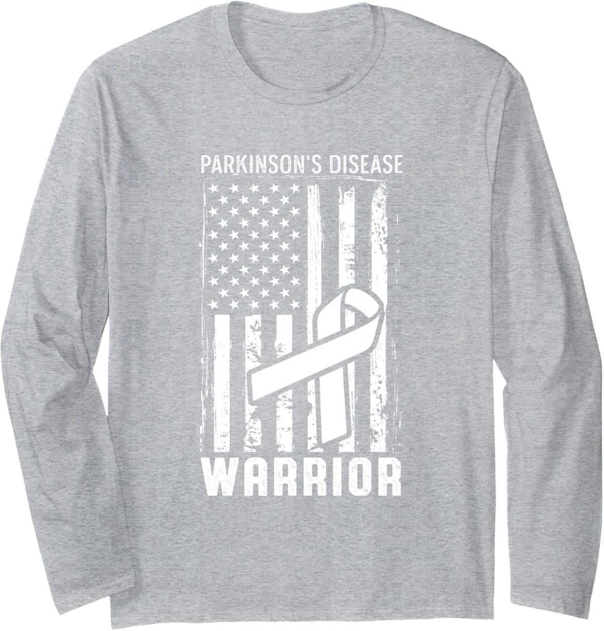Parkinsons Disease Awareness Warrior Survivor Long Sleeve T-Shirt - Adult Unisex Heather Grey
