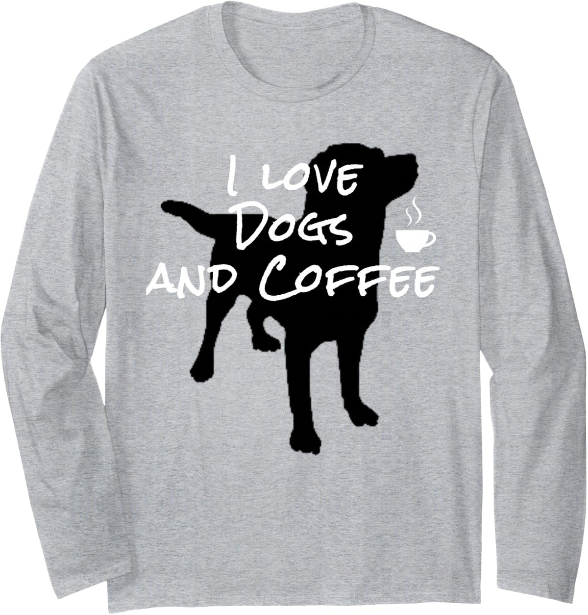 I Love Dogs And Coffee Dog Lovers Adults Men Women & Kids Long Sleeve T-Shirt - Adult Unisex Heather Grey