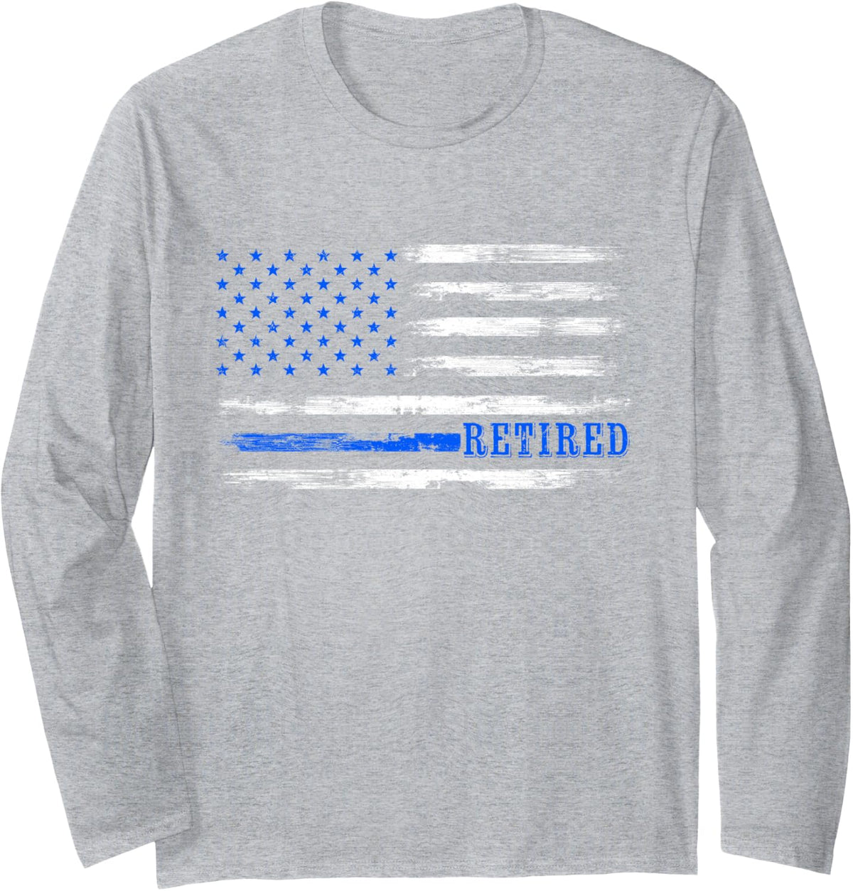 Retired Police Officer Long Sleeve T-Shirt - Adult Unisex Heather Grey