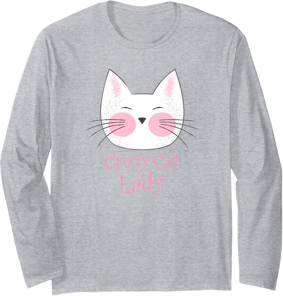 Crazy Cat Lady Long Sleeve T-Shirt - Adult Unisex Heather Grey