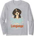 Bernedoodle Dog Fluff is My Language Long Sleeve T-Shirt - Adult Unisex Heather Grey