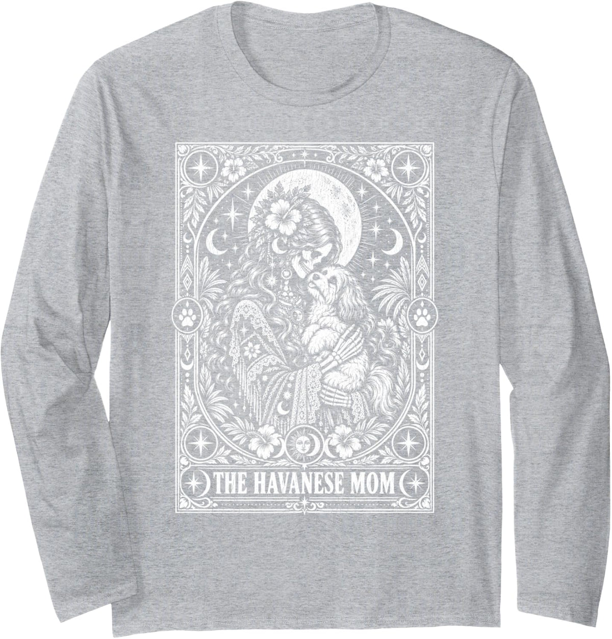 Havanese Mom Tarot Long Sleeve T-Shirt - Adult Unisex Heather Grey