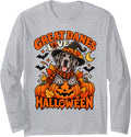 Great Dane Love Halloween Dog Witch Pumpkin for Women Men Long Sleeve T-Shirt - Adult Unisex Heather Grey