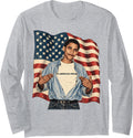 Young Obama Patriotic Political Vintage Epic Design Long Sleeve T-Shirt - Adult Unisex Heather Grey