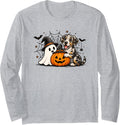 Great Dane Halloween Ghost Pumpkin Cute Spooky Costume Long Sleeve T-Shirt - Adult Unisex Heather Grey