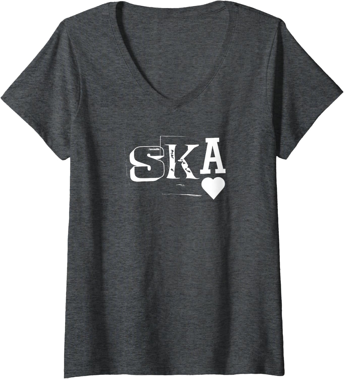 Women's Punk Ska Music V-Neck T-Shirt - Dark Heather Grey